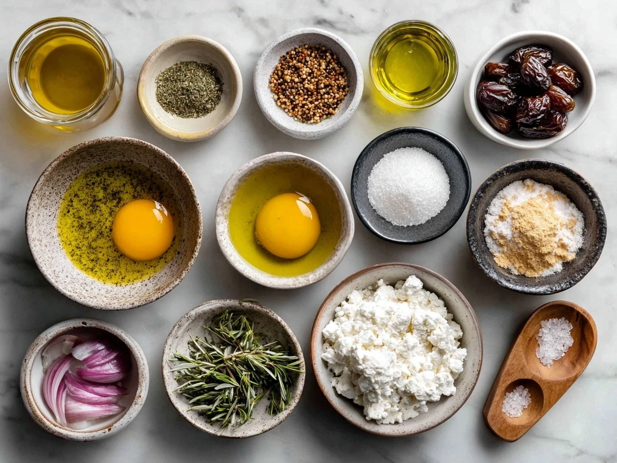 Ingredients for Brazilian Mounjaro recipe, including chicken thighs, spices, herbs, coconut milk, lime, and tomato paste