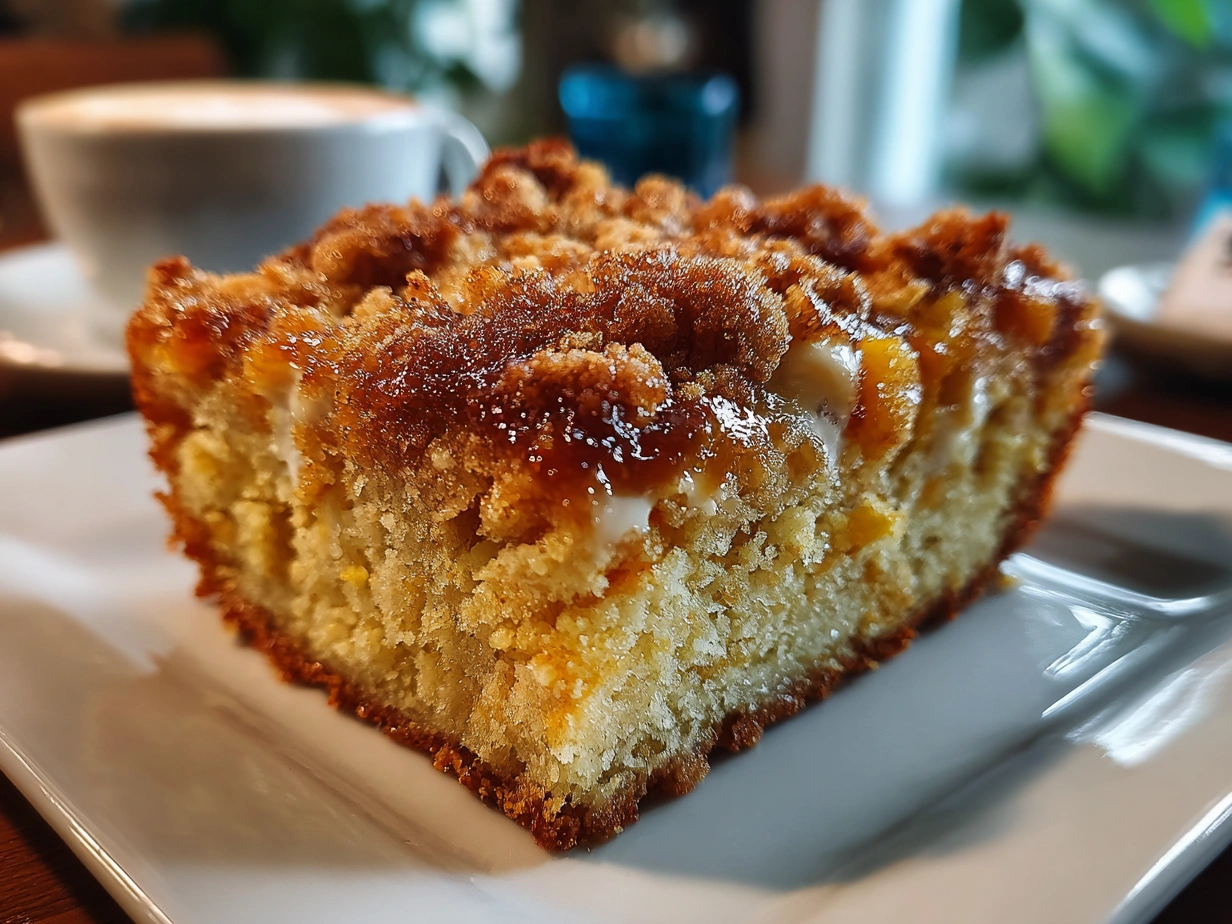 Finished Butternut Squash-Apple Coffee Cake slice on a plate
