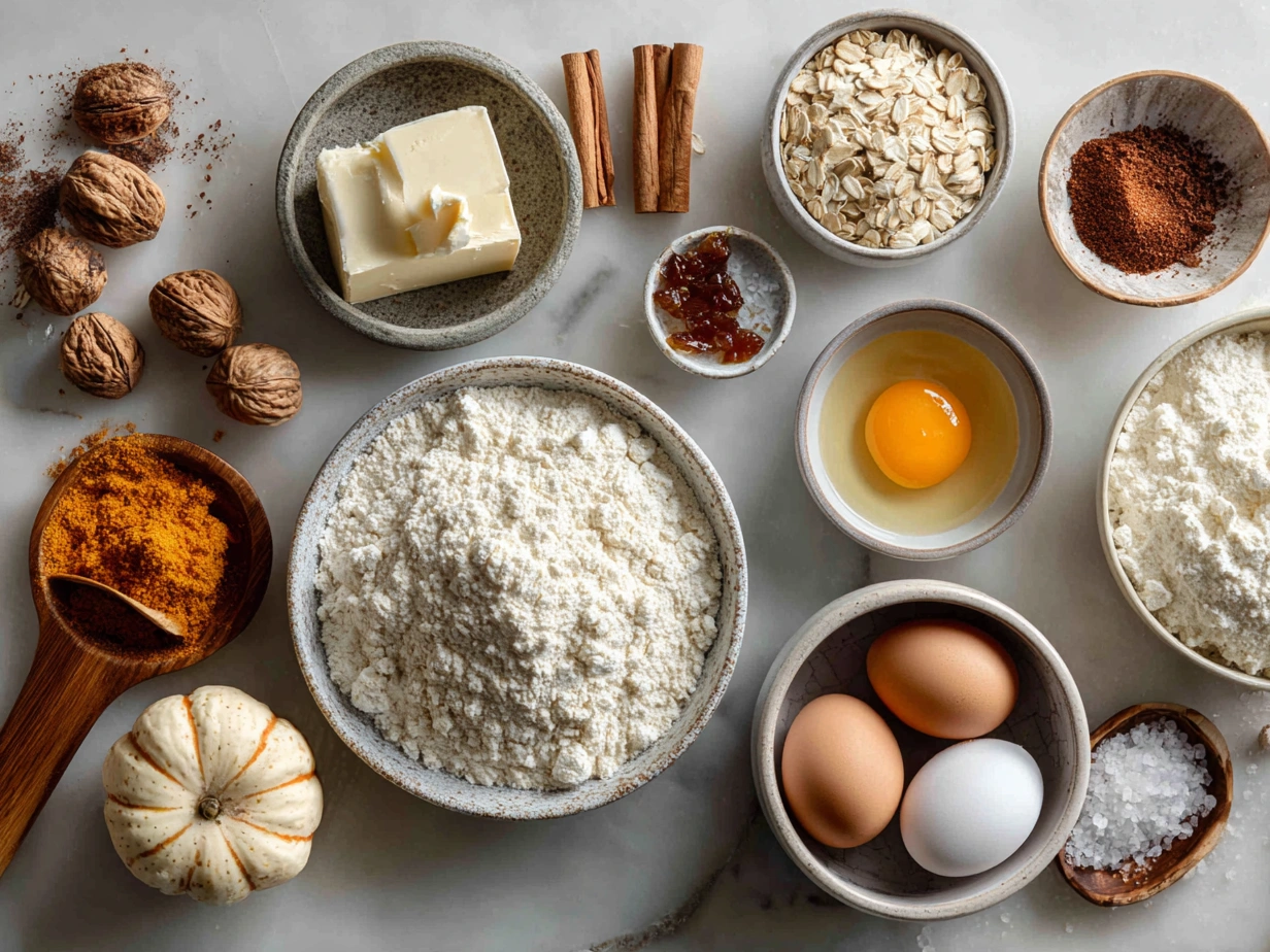 Ingredients laid out for Butternut Squash-Apple Coffee Cake