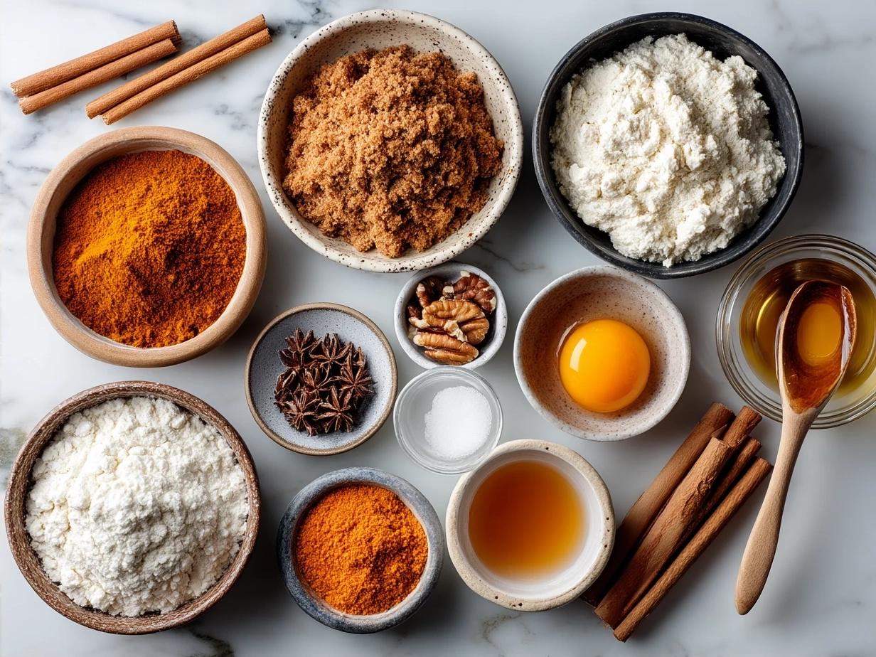Ingredients for Carrot Cake Muffins laid out on a kitchen counter
