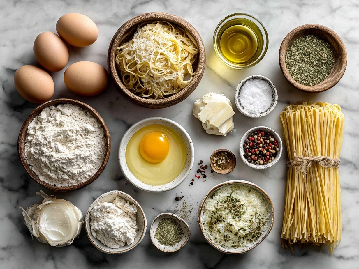 Ingredients for Chicken Spaghetti including spaghetti noodles, cream cheese, cheddar cheese, onions, soups, and spices