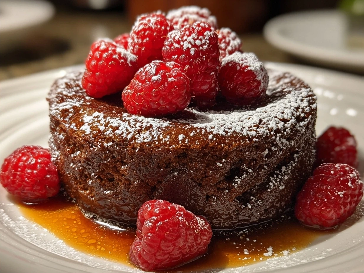 Finished Chocolate Raspberry Cake with rich frosting and fresh raspberries on top