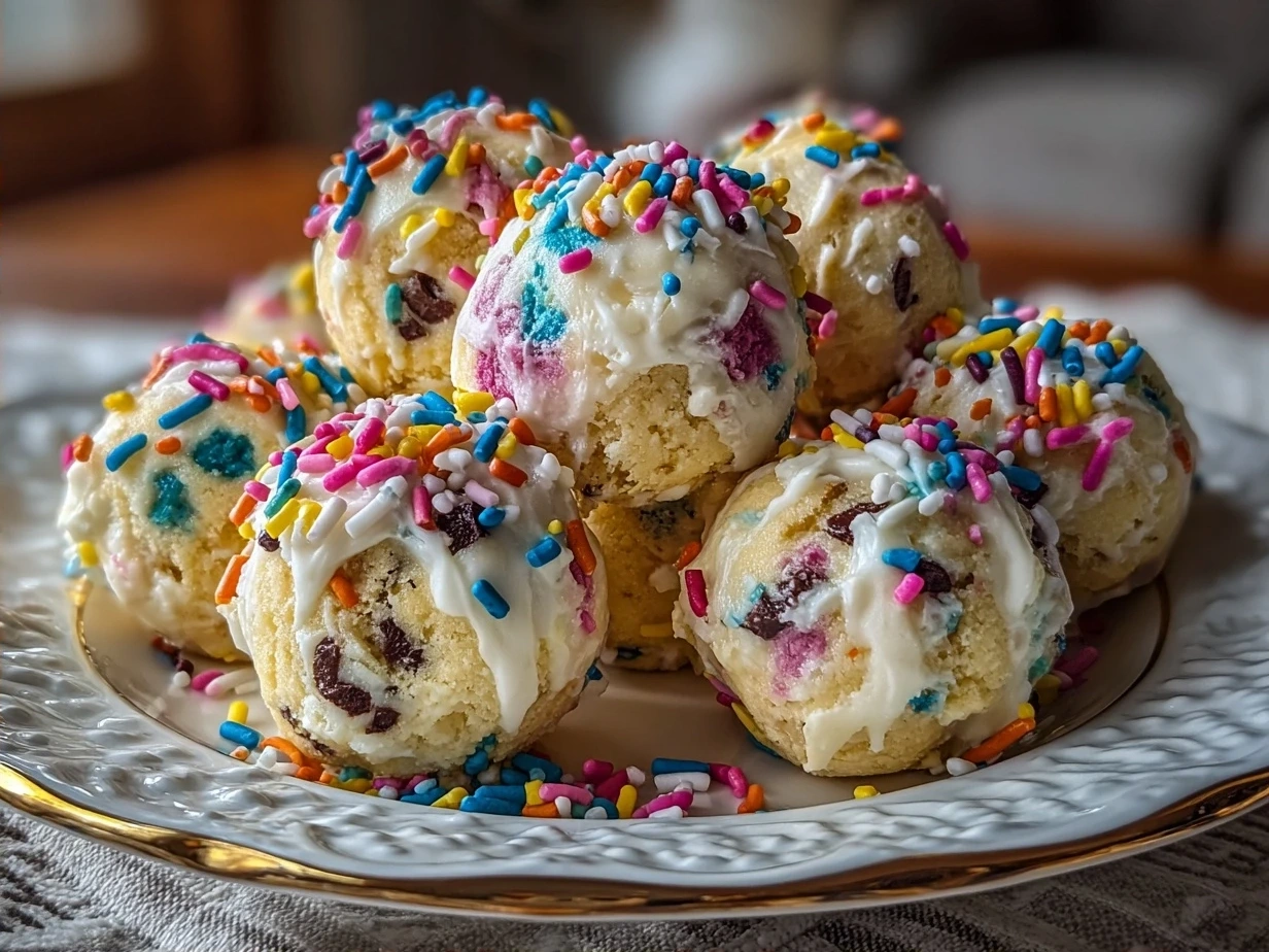 Finished Cookie Dough Frozen Yogurt Bites in a bowl ready to eat, creamy with chocolate chips