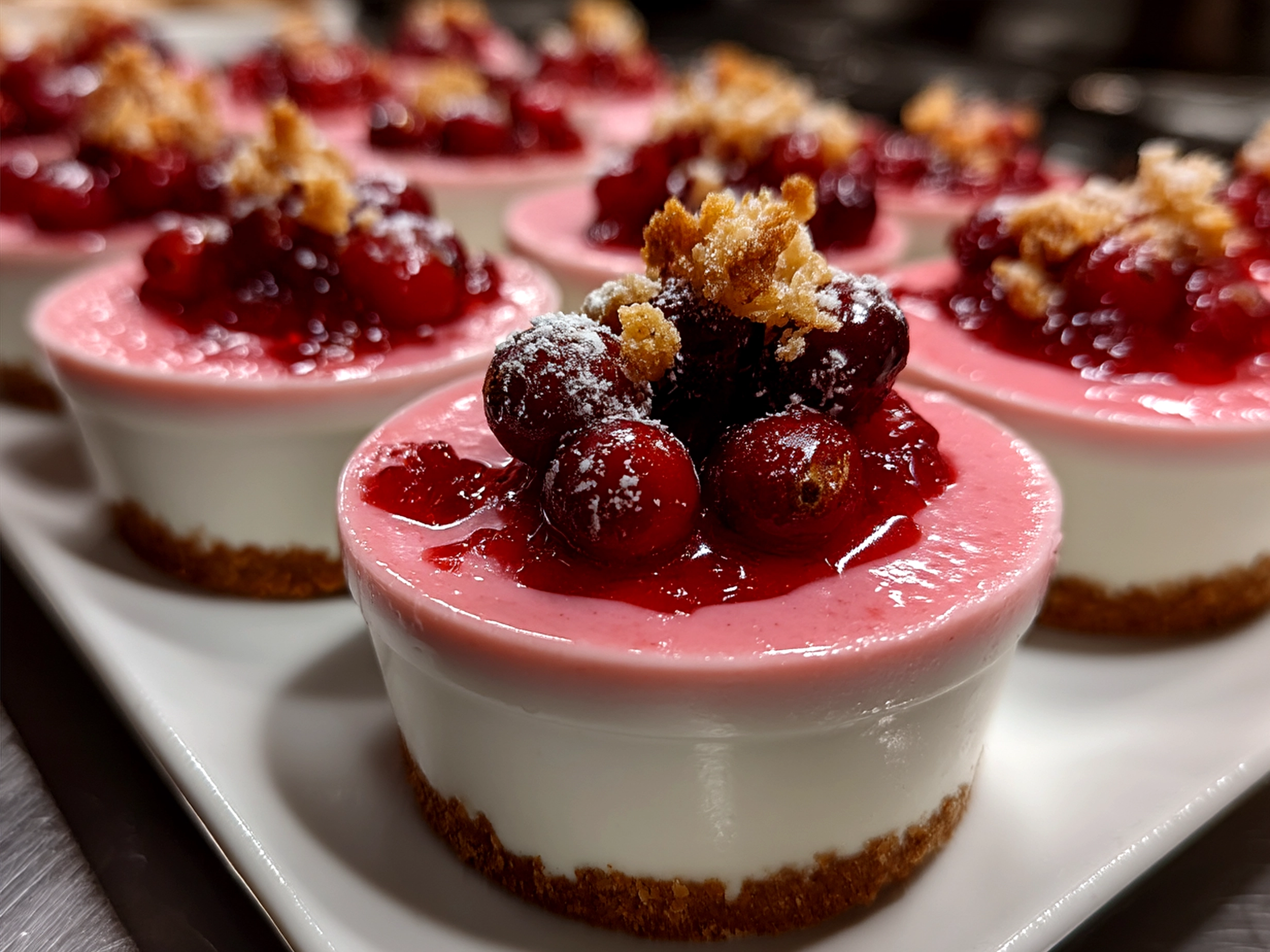 Cranberry Mousse Cups served in glasses with garnish