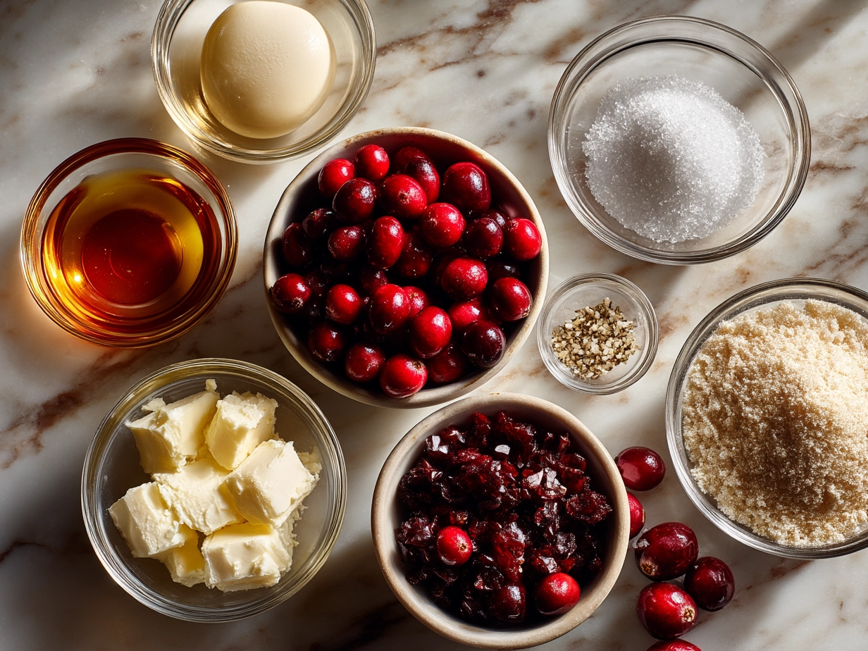 Ingredients for Cranberry Mousse Cups laid out on a table