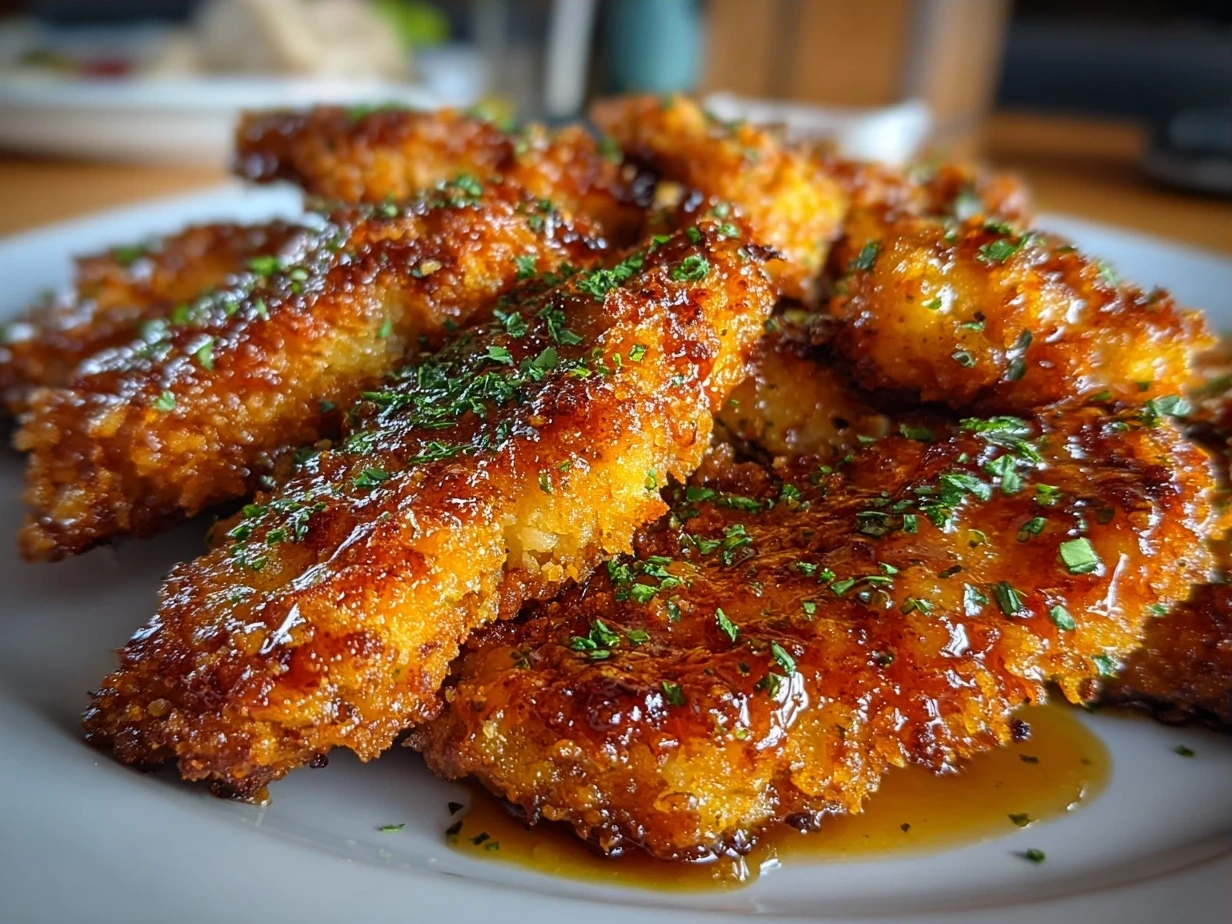Served Crispy Chicken Tenders with Dipping Sauce