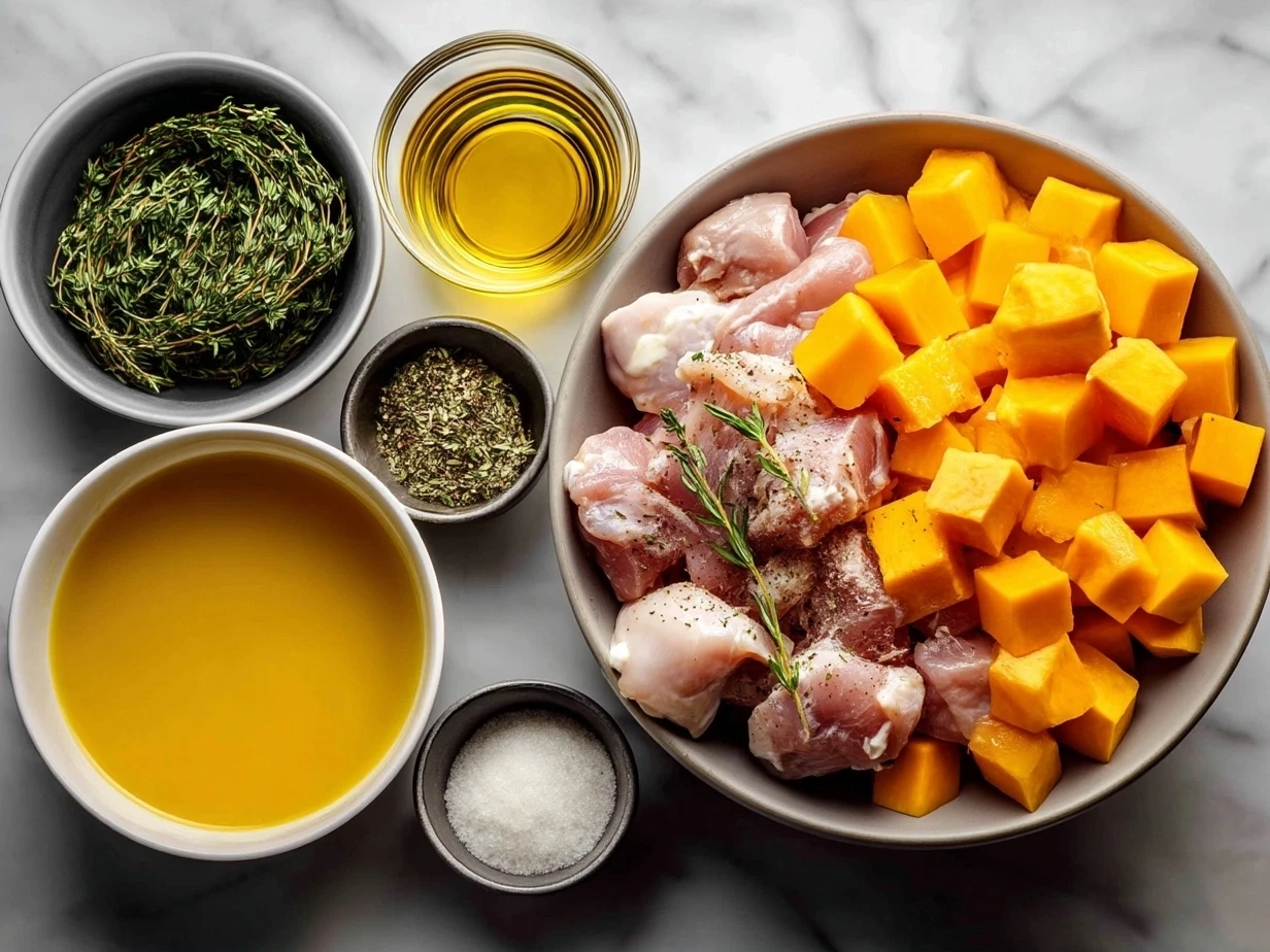 Ingredients for Crockpot Maple Dijon Chicken With Butternut Squash