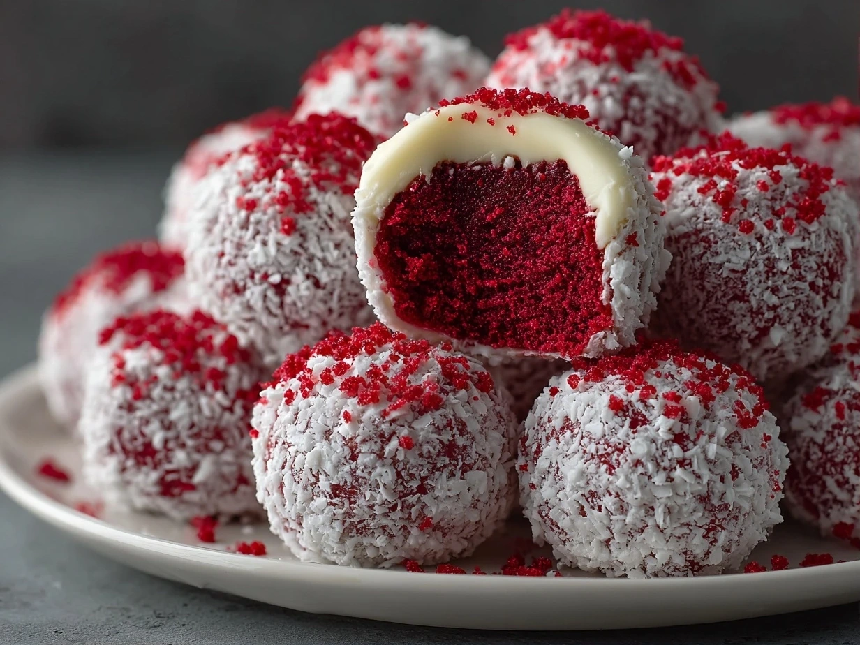 Delicious No-Bake Red Velvet Snowball Truffles