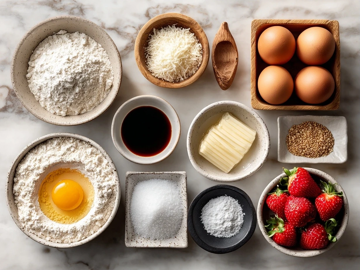 Ingredients for French Toast Casserole laid out on a kitchen counter