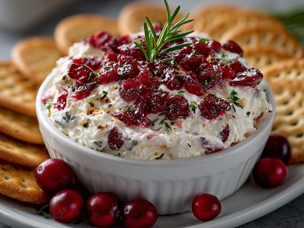 Homemade Cranberry Jalapeno Cream Cheese Dip close-up