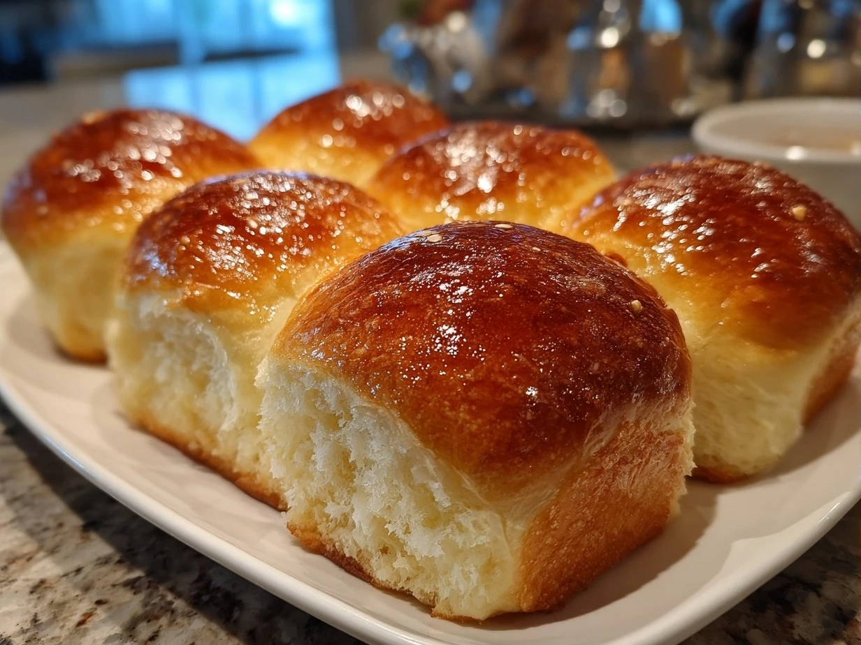 Homemade Japanese Milk Bread Rolls close-up