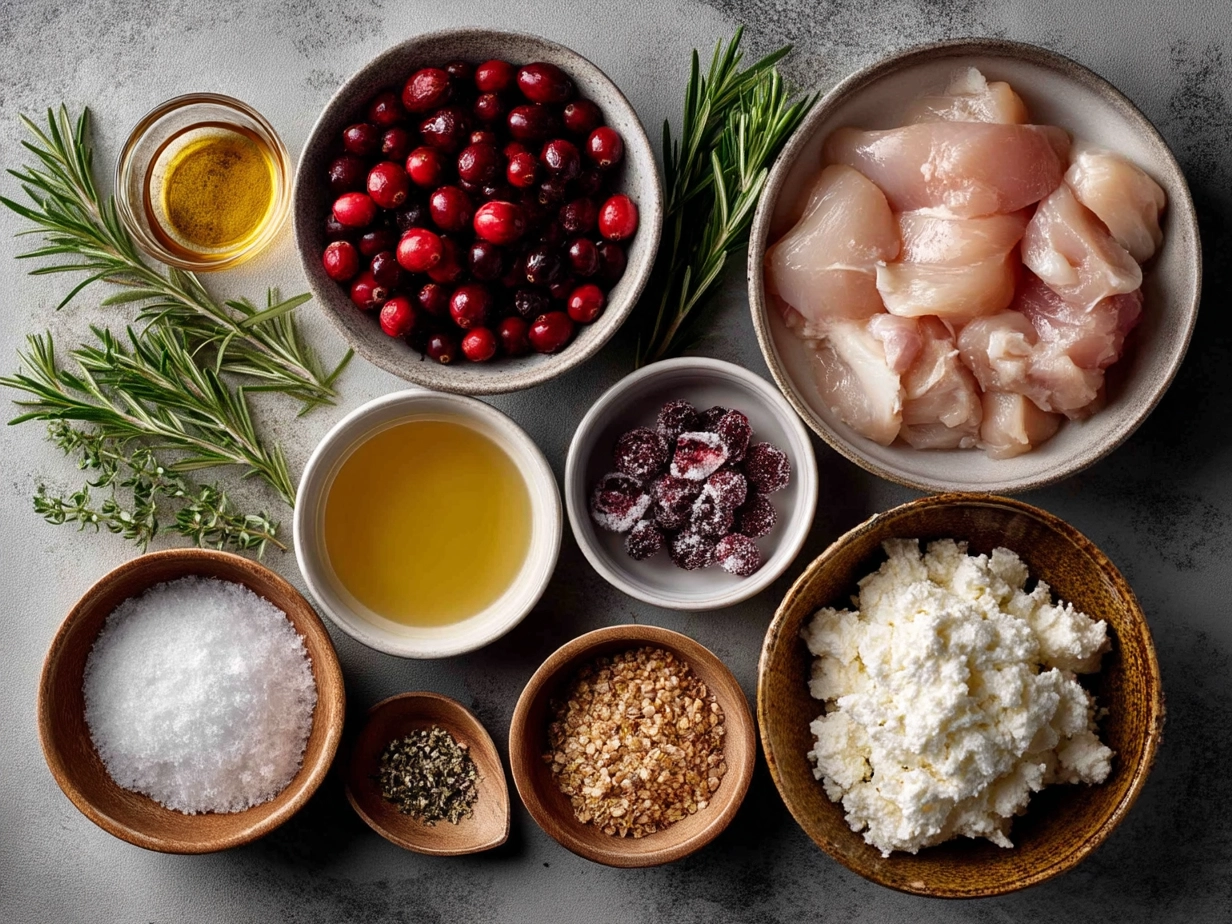 Ingredients for Honey Cranberry Chicken Bake with Ricotta Cheese
