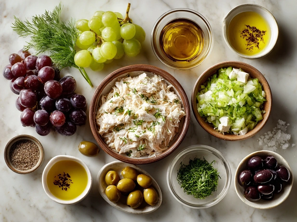 Ingredients for Chicken Salad Chick Grape Salad