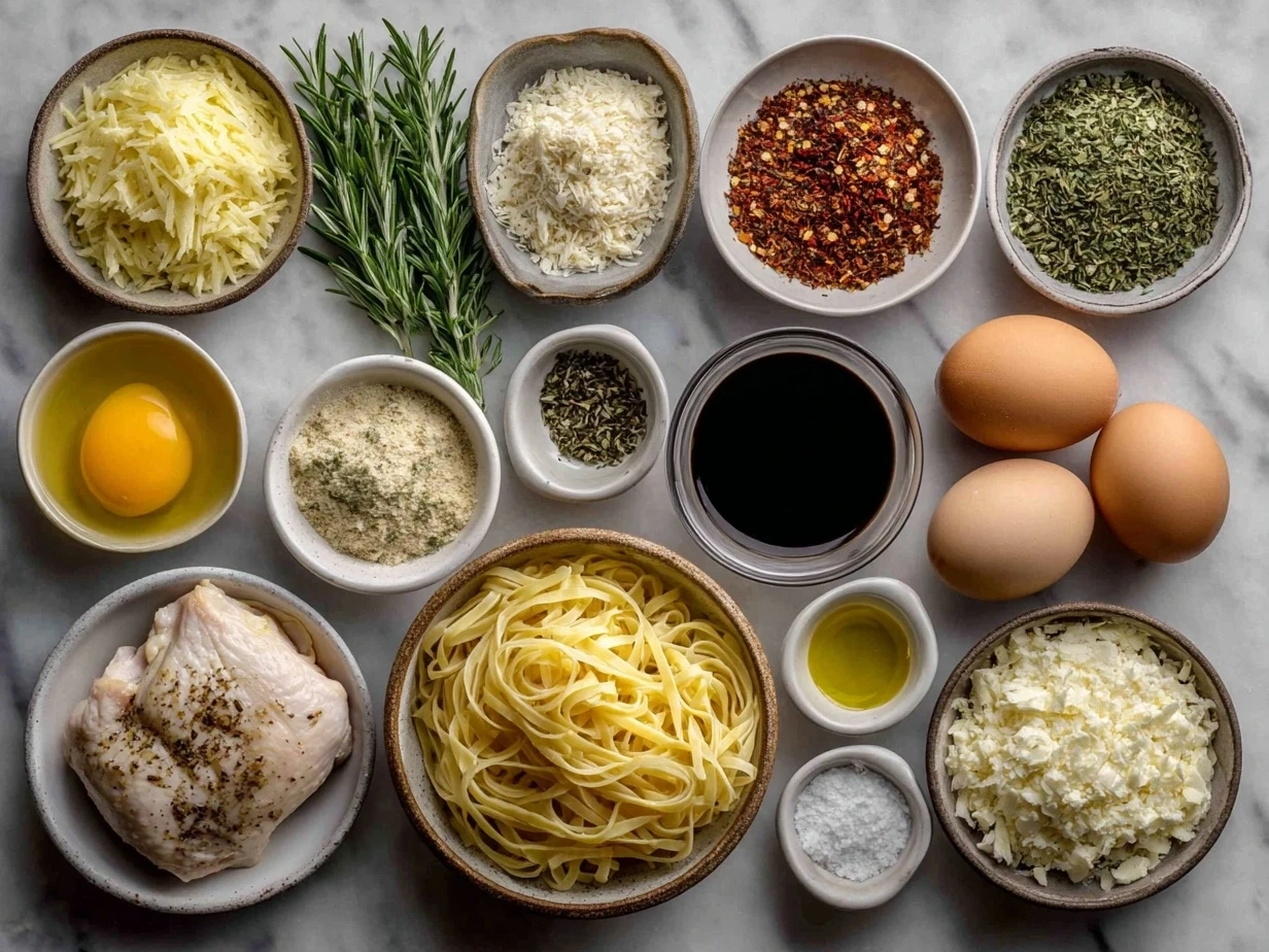 Ingredients for One-Pan Chicken Dinner with Buttered Noodles