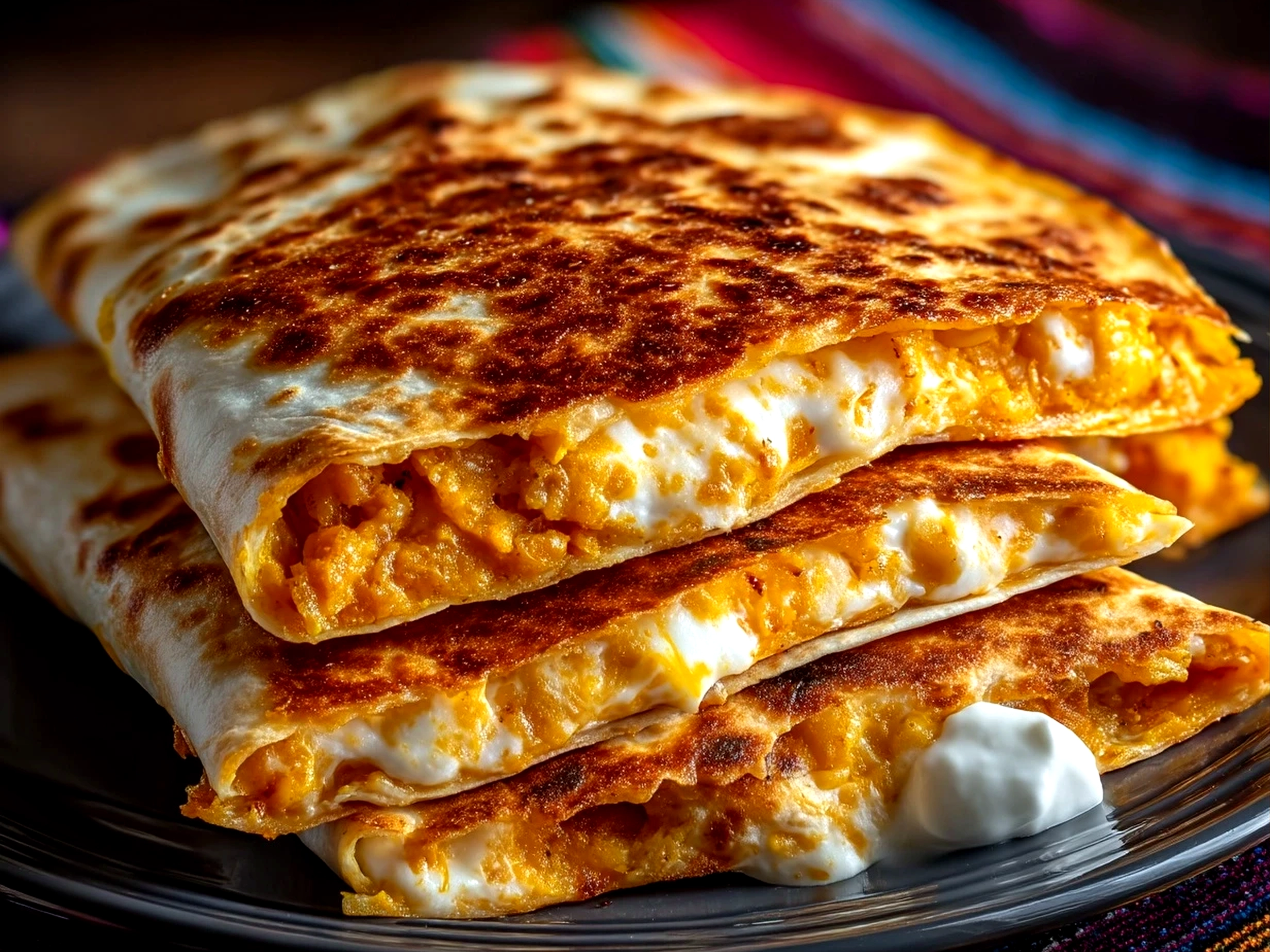 Delicious serving of Pumpkin Quesadillas with sides