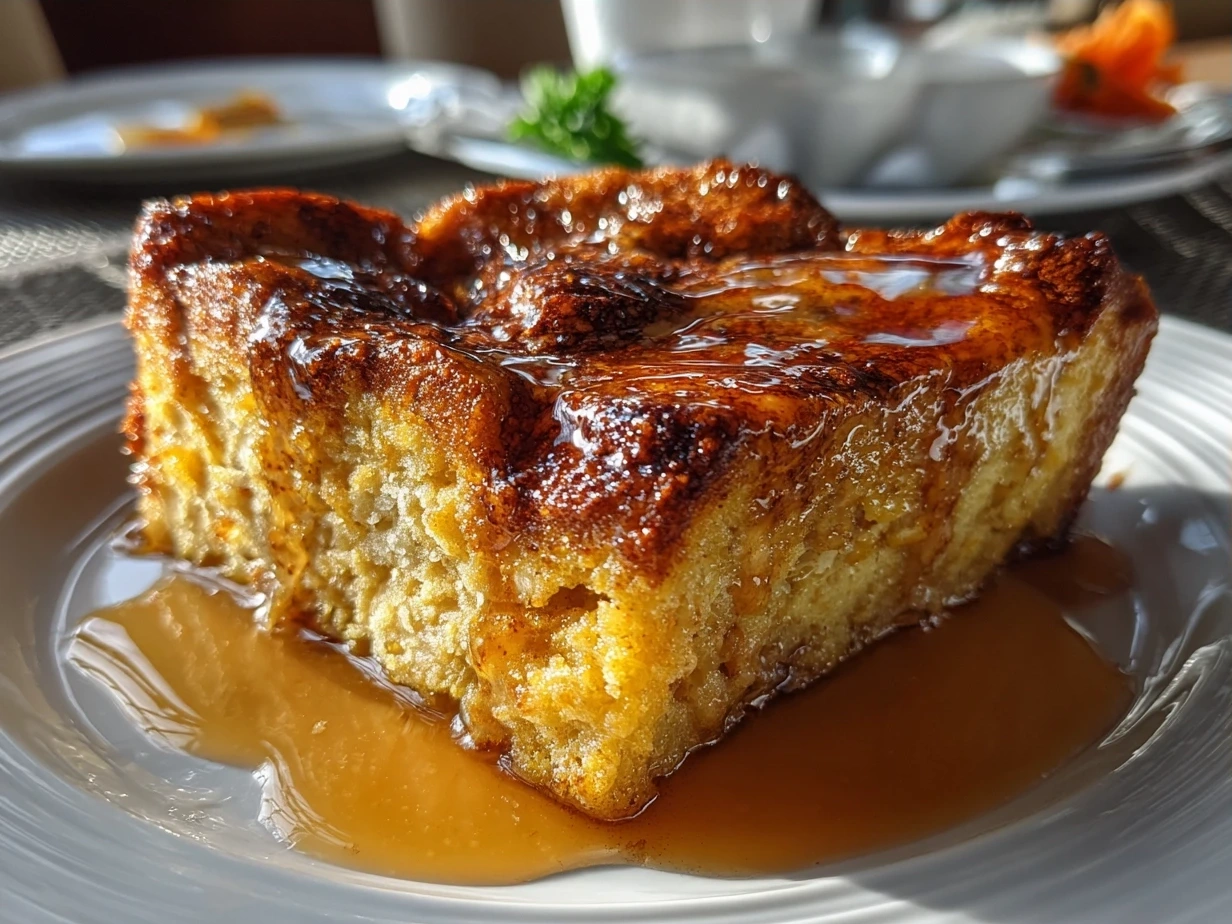Golden baked Pumpkin Spice French Toast Casserole ready to serve