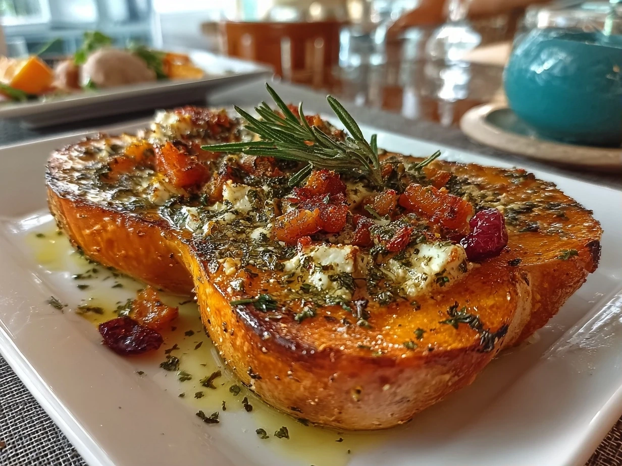 Simanim Stuffed Butternut Squash plated