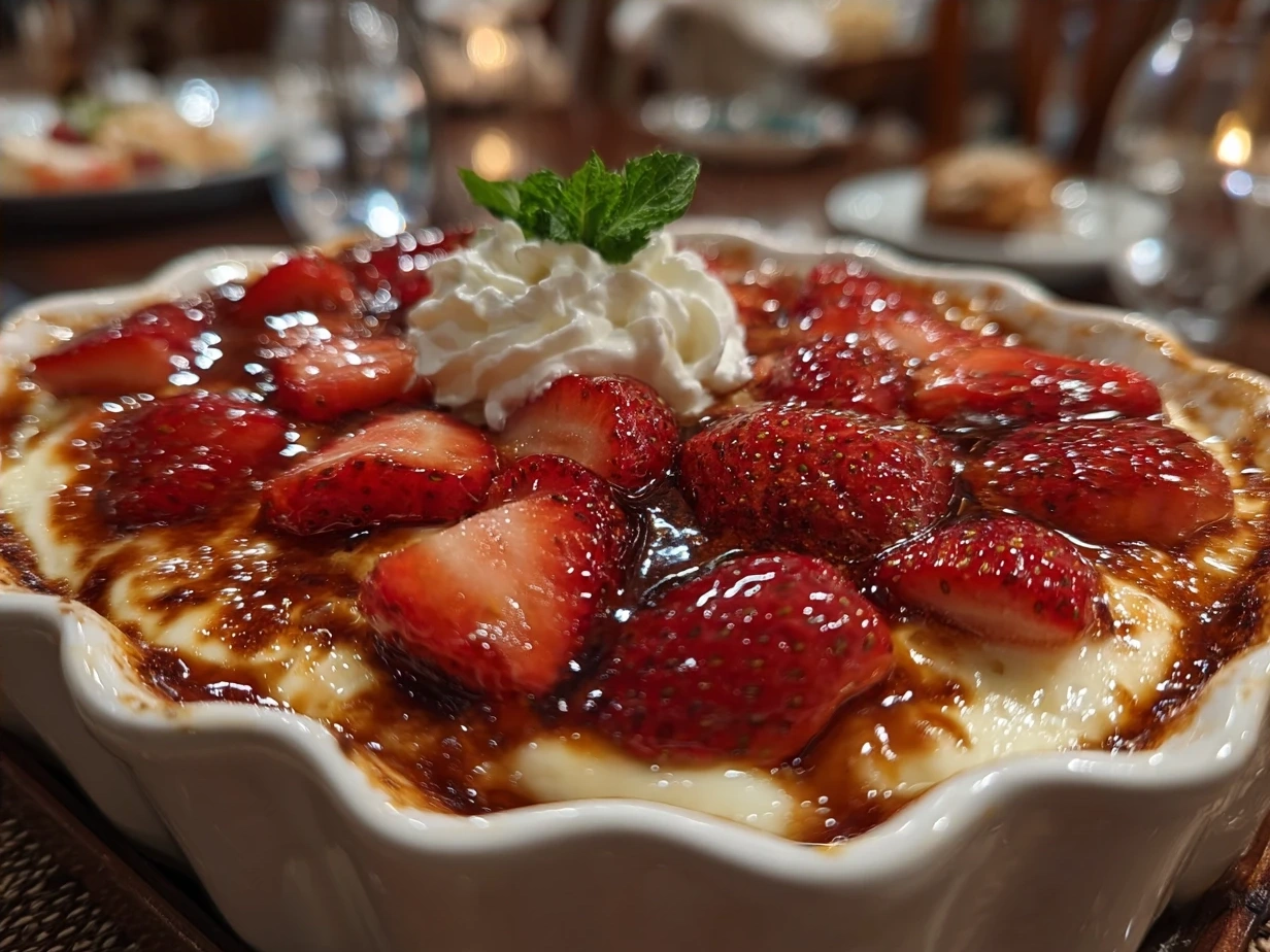 Finished Strawberry Banana Pudding Dream dessert served with garnish