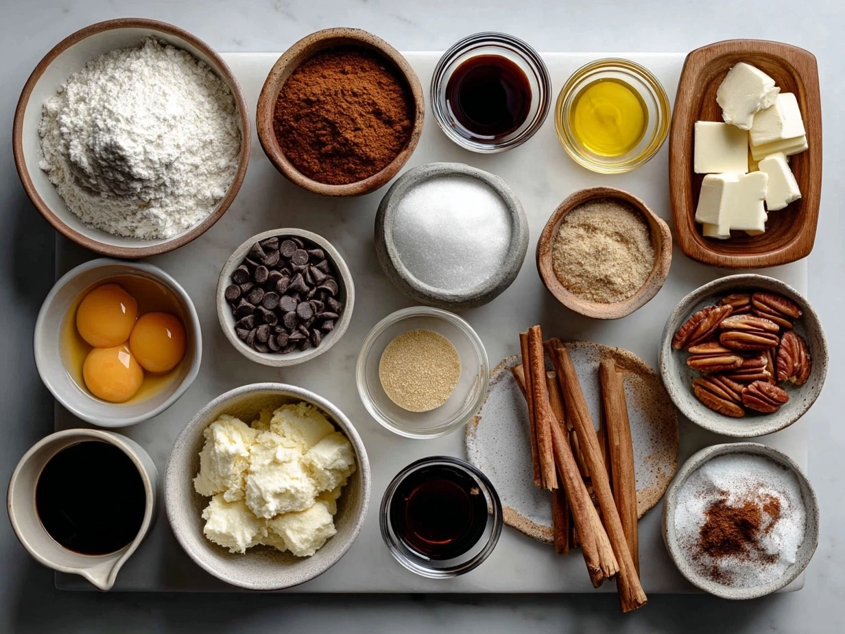 Thanksgiving Dessert Charcuterie Board ingredients including pumpkin spice cookies, candied pecans, dark chocolate bark, and fresh apple slices
