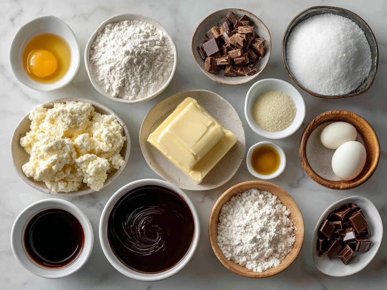 Top down view of raw ingredients for Italian Love Cake