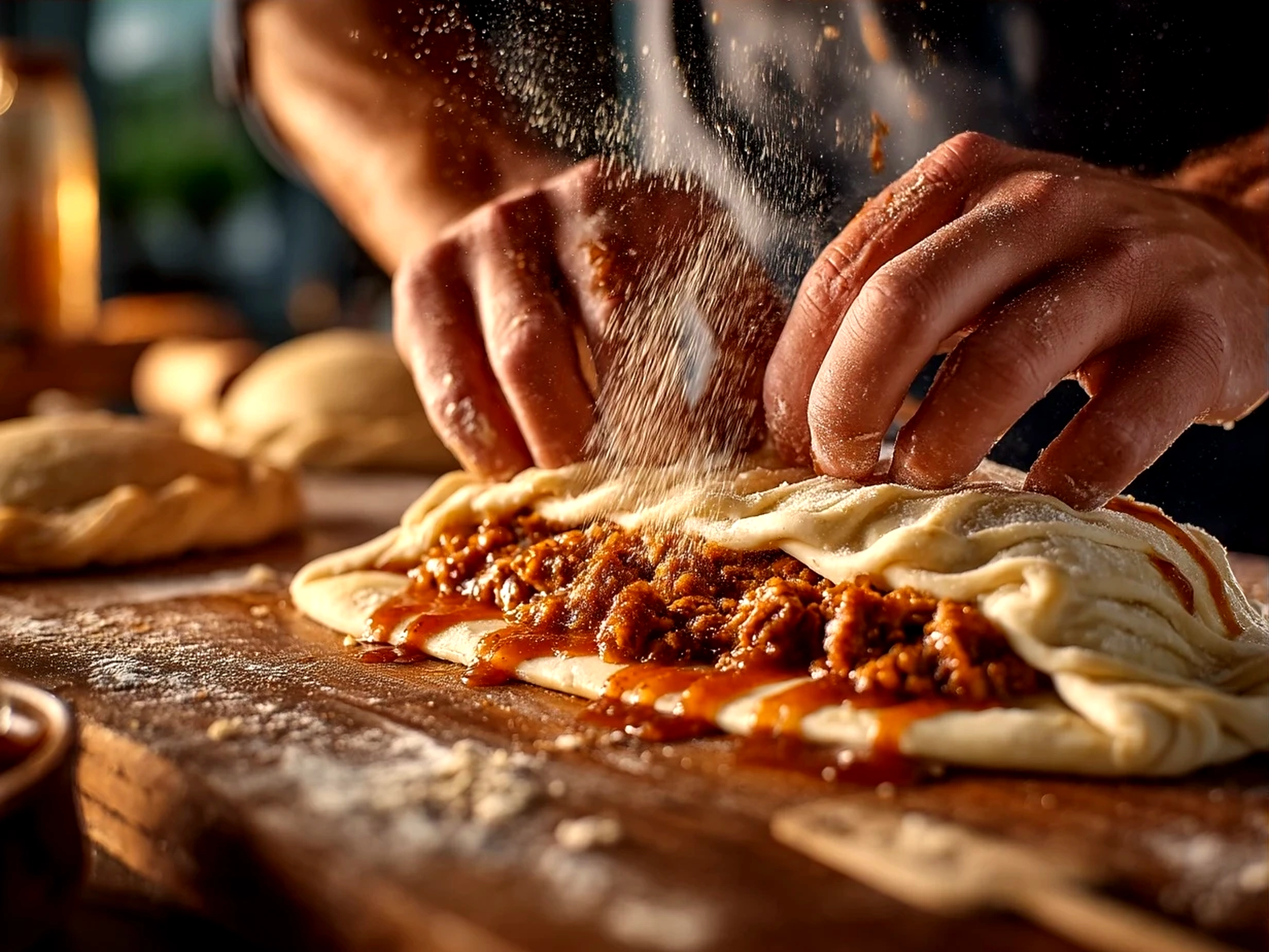 Freshly baked golden Touchdown Calzones on a plate ready to serve